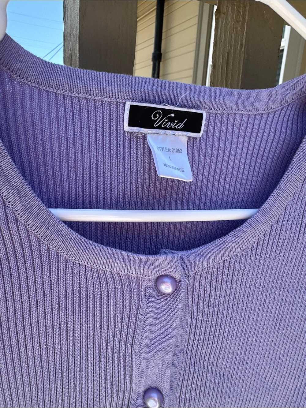 Violet Ribbed Button-Front Crop Top by Vivid - Picture 2 of 2